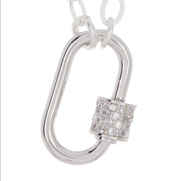 Adornia Jewelry - ADORNIA. SILVER OVAL SCREW LOCK PENDANT NECKLACE